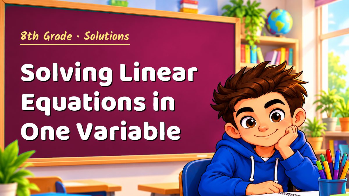 8th Grade math worksheet solutions: Solving Linear Equations in One Variable – Maths PDF