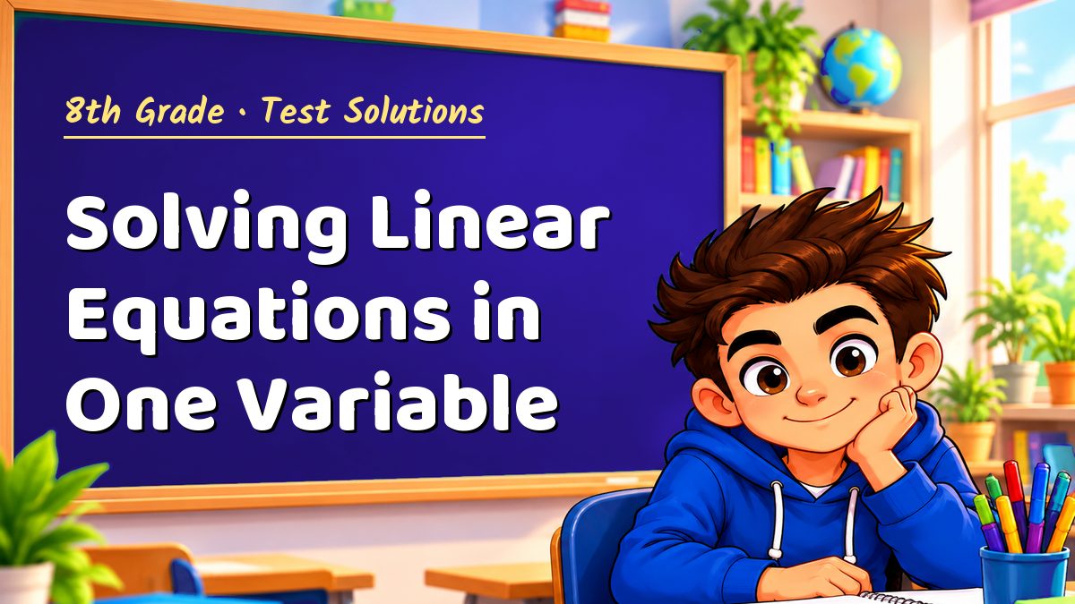 8th Grade math test solutions: Solving Linear Equations in One Variable – Maths PDF