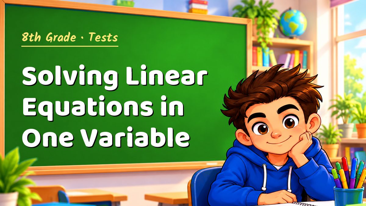 8th Grade math test: Solving Linear Equations in One Variable – Maths PDF