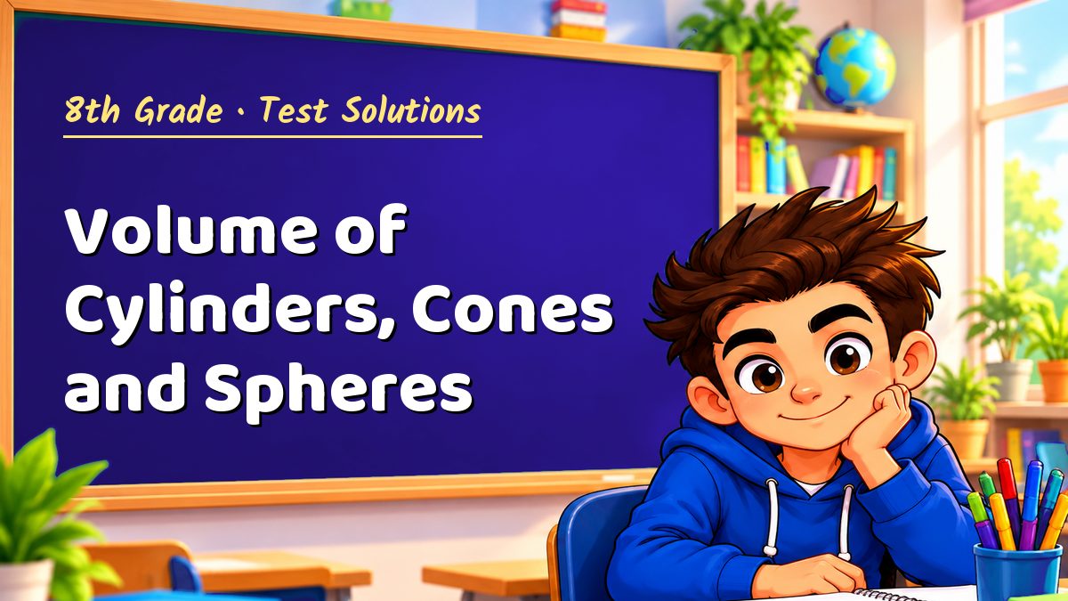 8th Grade math test solutions: Volume of Cylinders, Cones and Spheres – Maths PDF