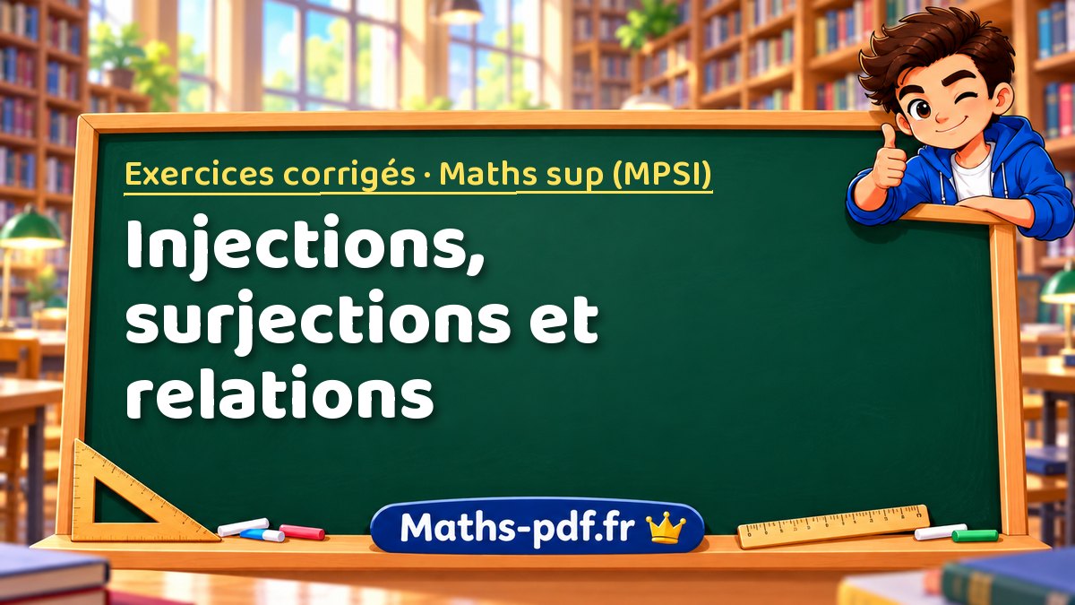 Injections, surjections et relations – Exercices corrigés en Maths sup (MPSI) sur Maths-pdf.fr