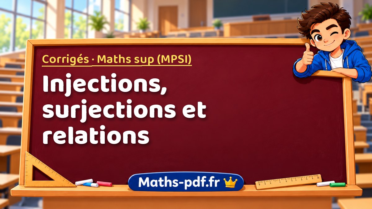 Injections, surjections et relations – Corrigés en Maths sup (MPSI) sur Maths-pdf.fr