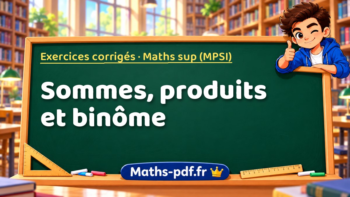 Sommes, produits et binôme – Exercices corrigés en Maths sup (MPSI) sur Maths-pdf.fr