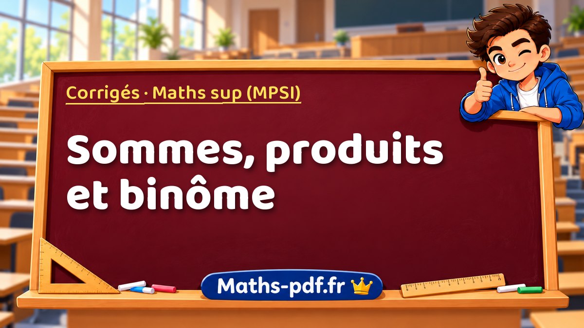 Sommes, produits et binôme – Corrigés en Maths sup (MPSI) sur Maths-pdf.fr