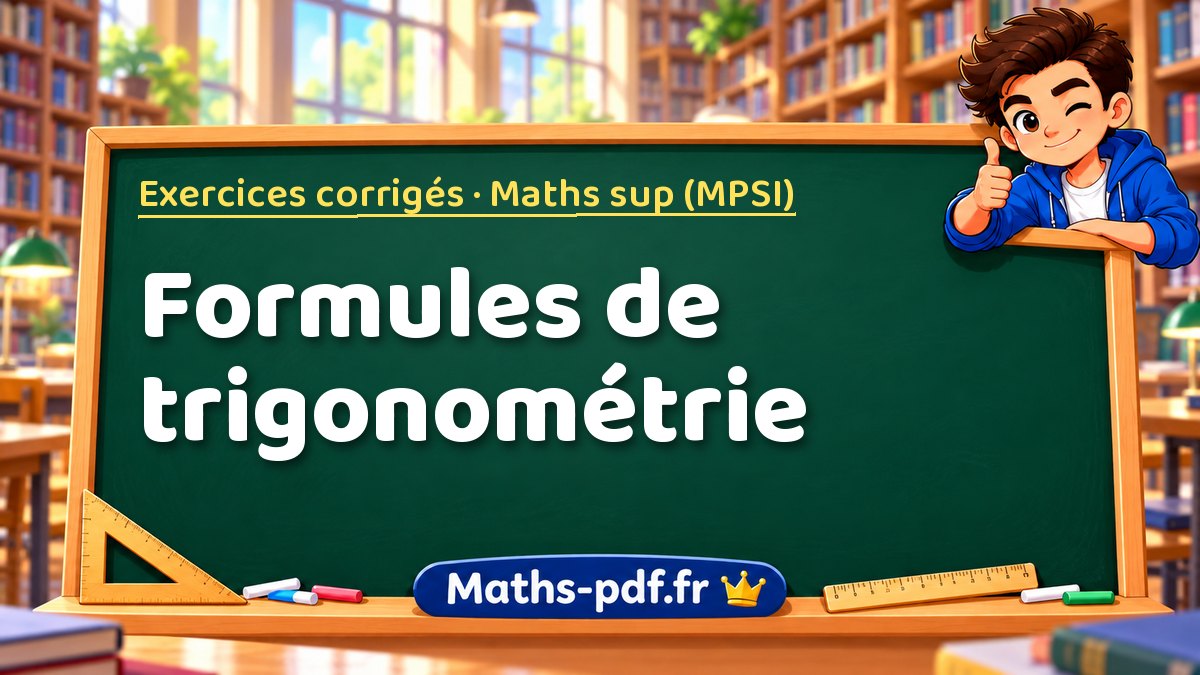 Formules de trigonométrie – Exercices corrigés en Maths sup (MPSI) sur Maths-pdf.fr