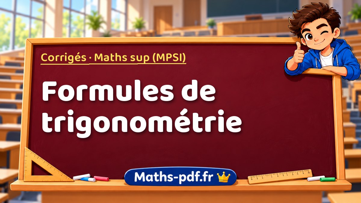 Formules de trigonométrie – Corrigés en Maths sup (MPSI) sur Maths-pdf.fr