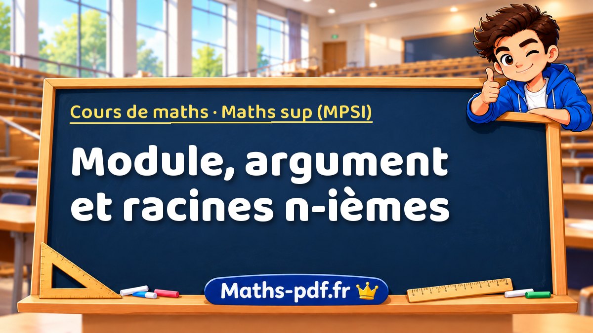 Module, argument et racines n-ièmes – Cours de maths en Maths sup (MPSI) sur Maths-pdf.fr
