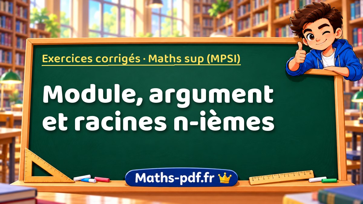 Module, argument et racines n-ièmes – Exercices corrigés en Maths sup (MPSI) sur Maths-pdf.fr