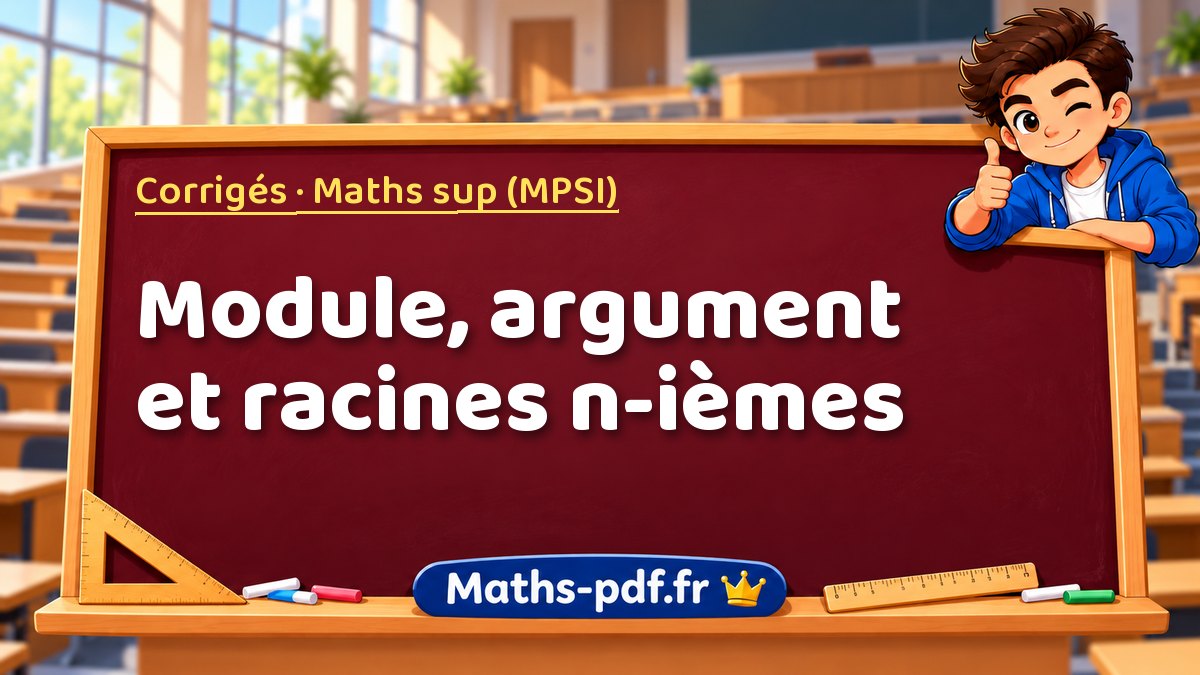 Module, argument et racines n-ièmes – Corrigés en Maths sup (MPSI) sur Maths-pdf.fr