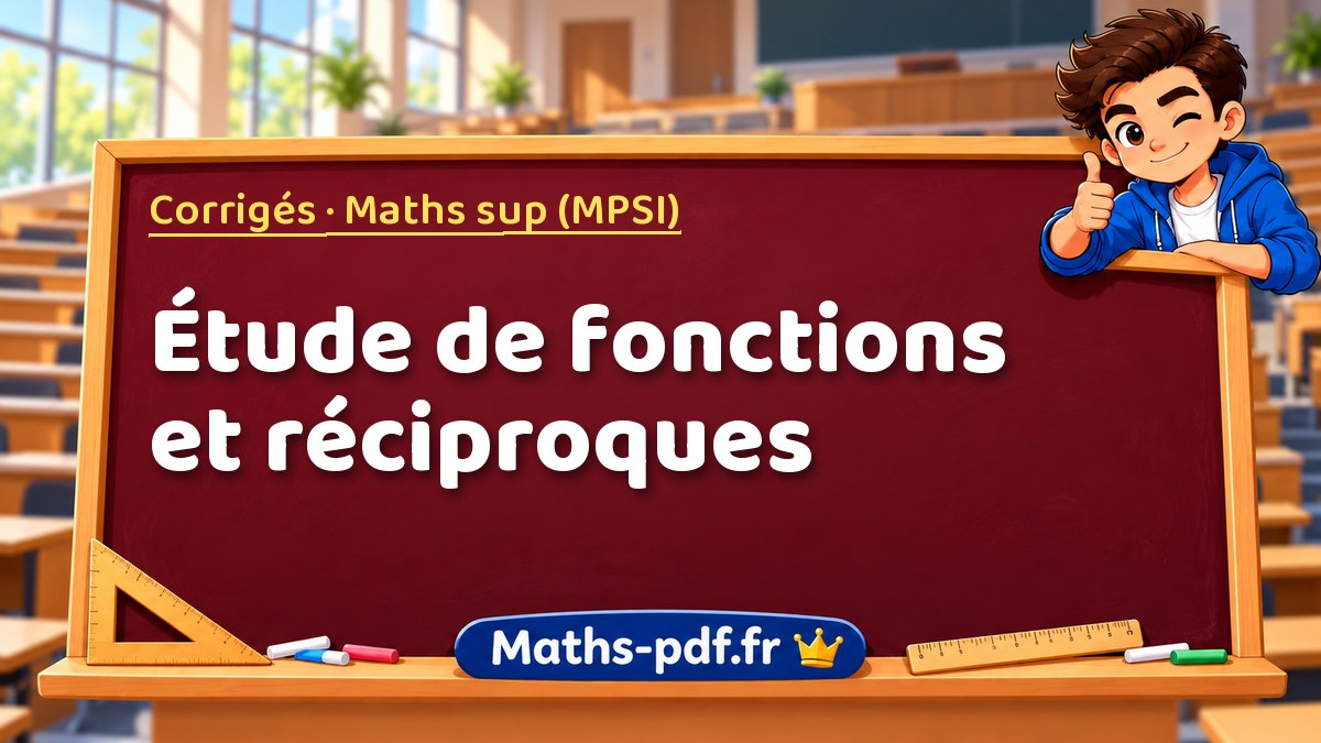 Étude de fonctions et réciproques – Corrigés en Maths sup (MPSI) sur Maths-pdf.fr