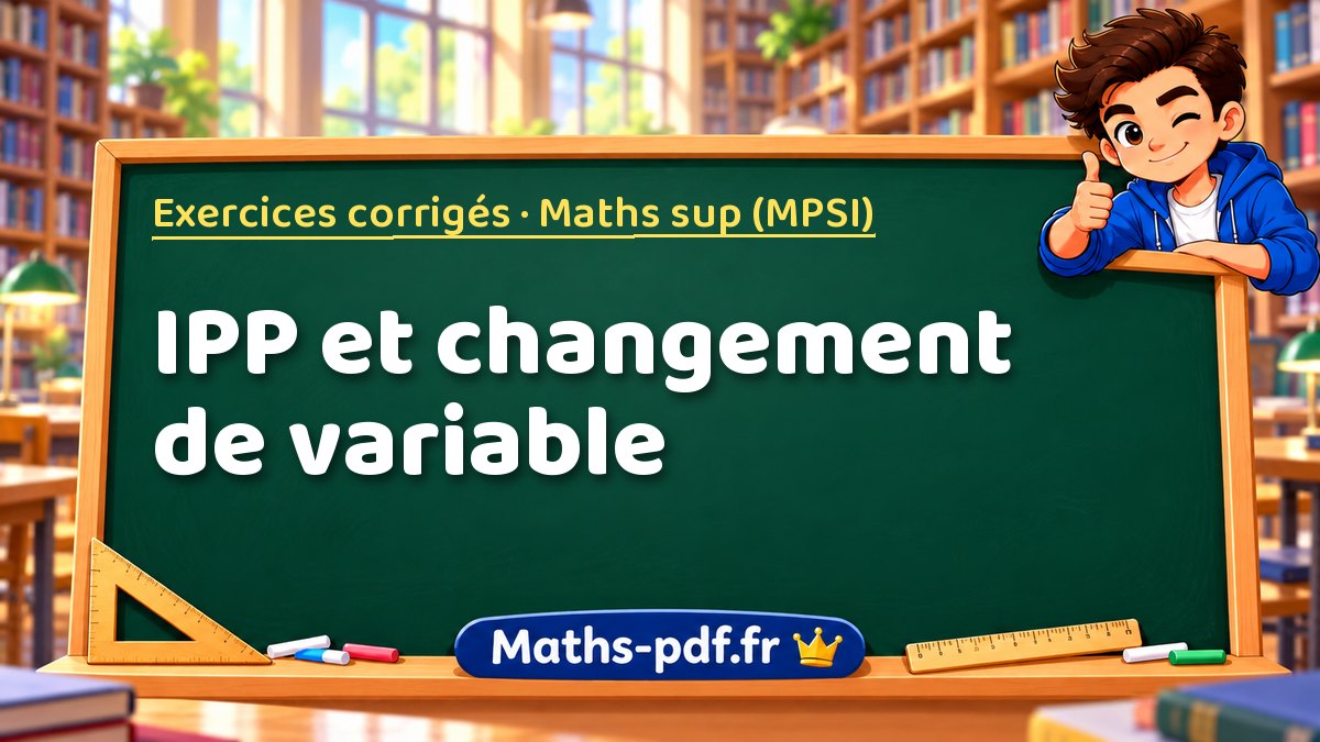 IPP et changement de variable – Exercices corrigés en Maths sup (MPSI) sur Maths-pdf.fr