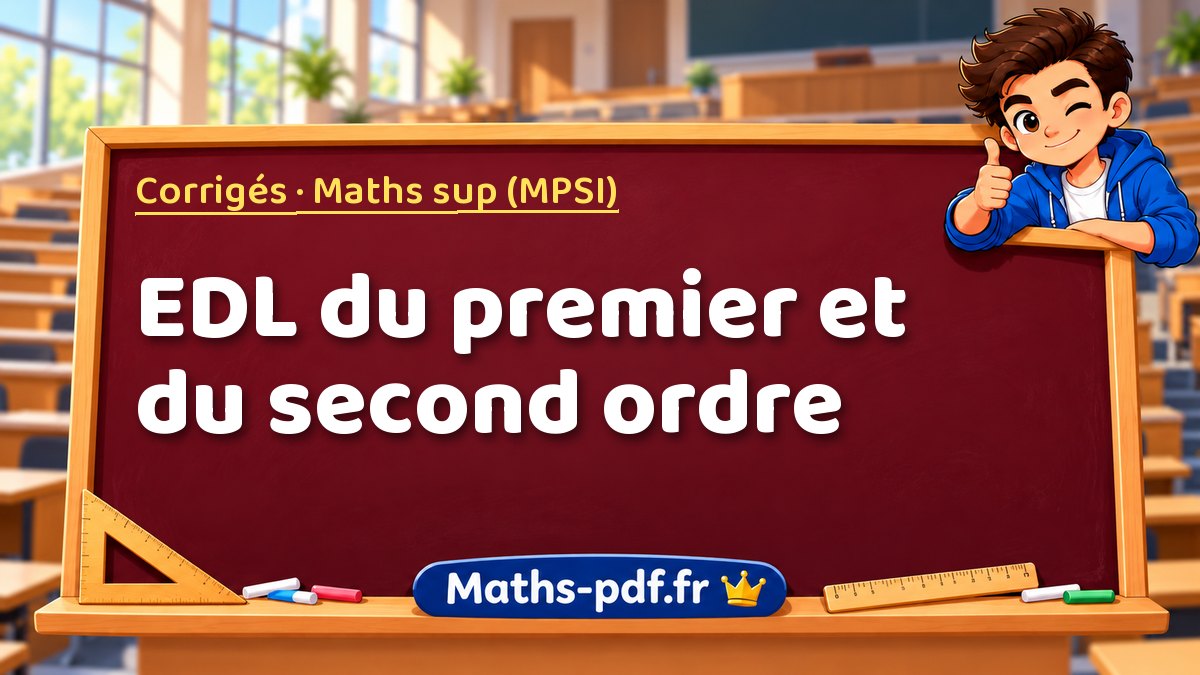 EDL du premier et du second ordre – Corrigés en Maths sup (MPSI) sur Maths-pdf.fr