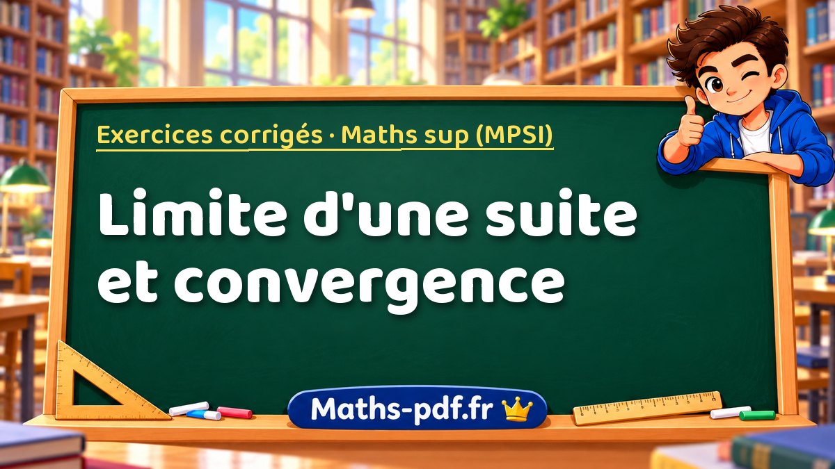 Limite d'une suite et convergence – Exercices corrigés en Maths sup (MPSI) sur Maths-pdf.fr