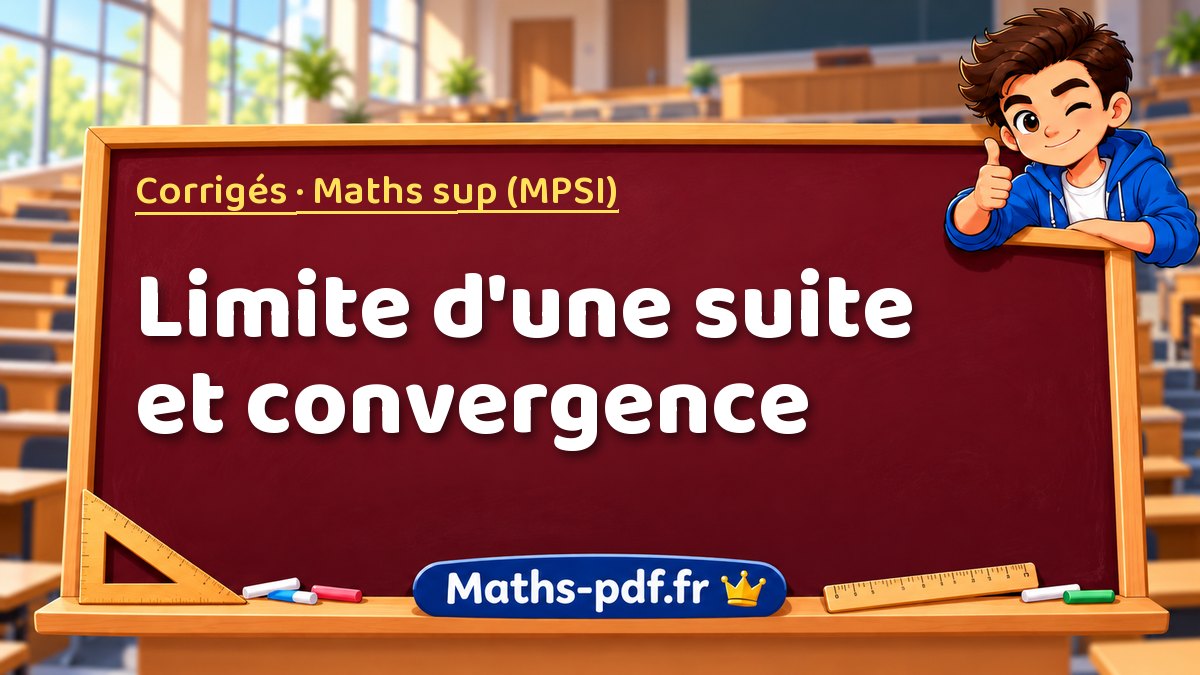 Limite d'une suite et convergence – Corrigés en Maths sup (MPSI) sur Maths-pdf.fr