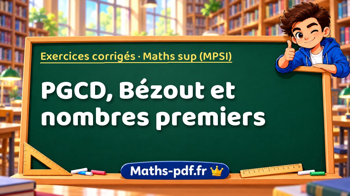 PGCD, Bézout et nombres premiers – Exercices corrigés en Maths sup (MPSI) sur Maths-pdf.fr