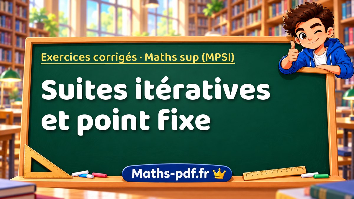 Suites itératives et point fixe – Exercices corrigés en Maths sup (MPSI) sur Maths-pdf.fr