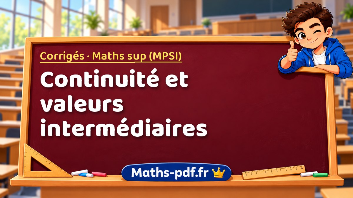 Continuité et valeurs intermédiaires – Corrigés en Maths sup (MPSI) sur Maths-pdf.fr