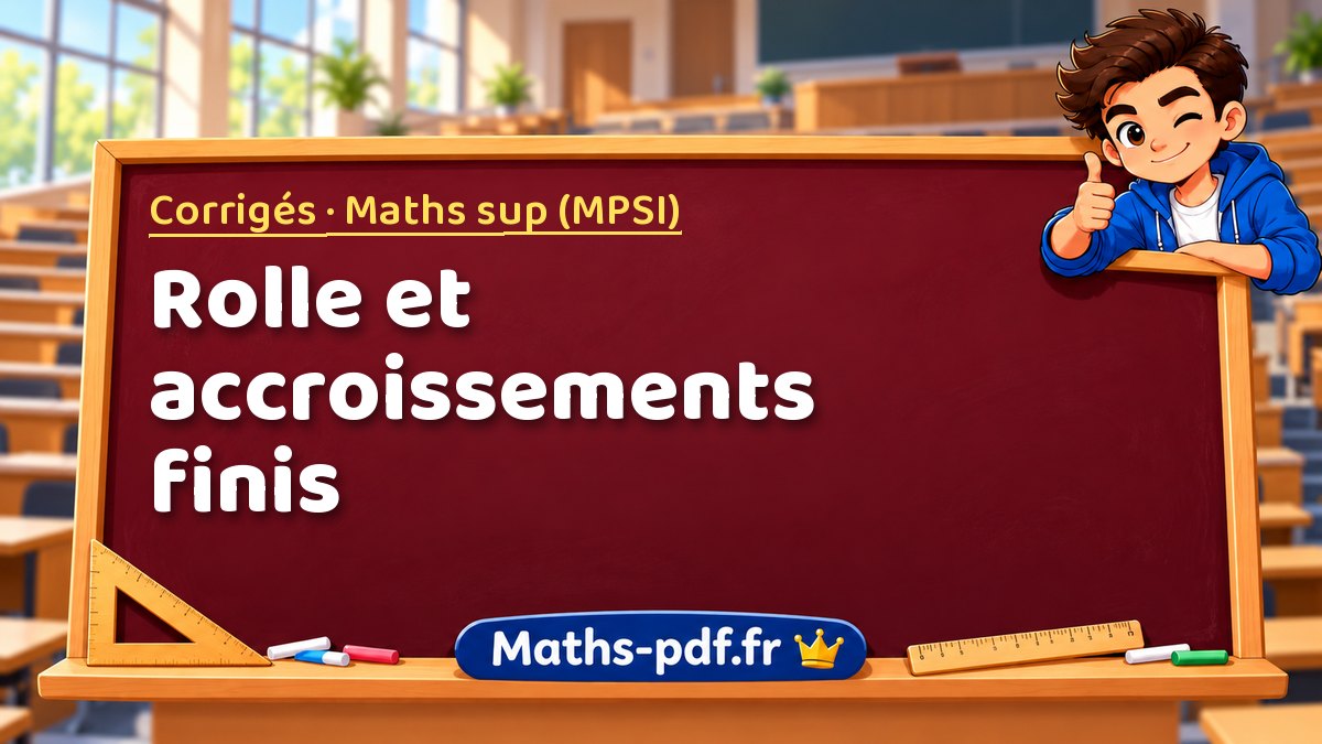 Rolle et accroissements finis – Corrigés en Maths sup (MPSI) sur Maths-pdf.fr