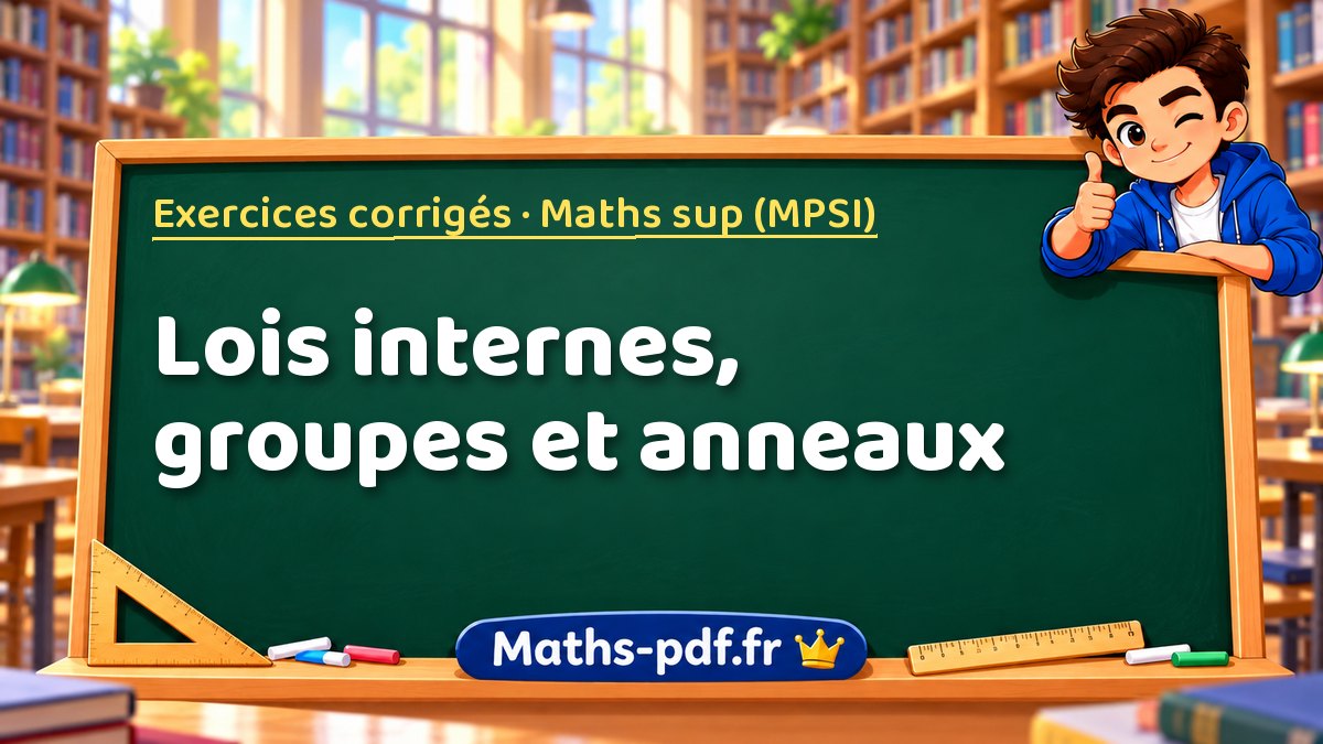 Lois internes, groupes et anneaux – Exercices corrigés en Maths sup (MPSI) sur Maths-pdf.fr