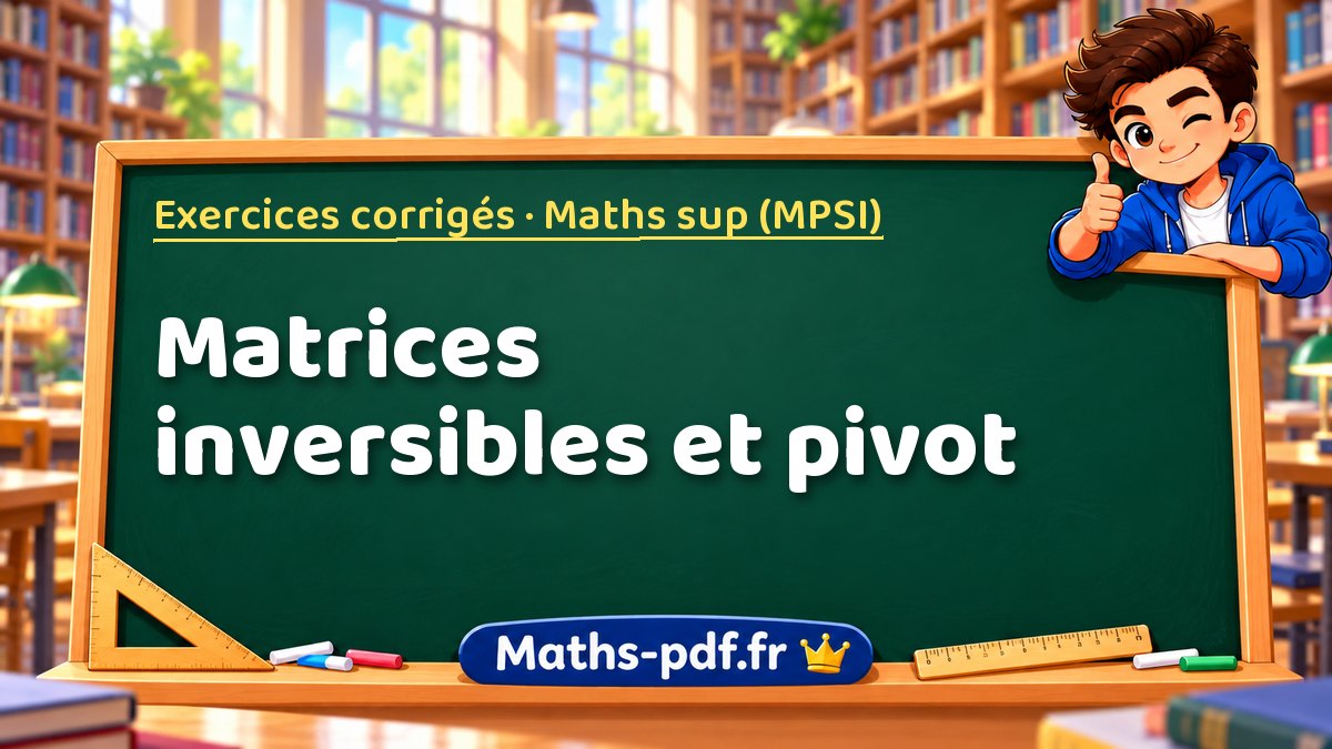 Matrices inversibles et pivot – Exercices corrigés en Maths sup (MPSI) sur Maths-pdf.fr