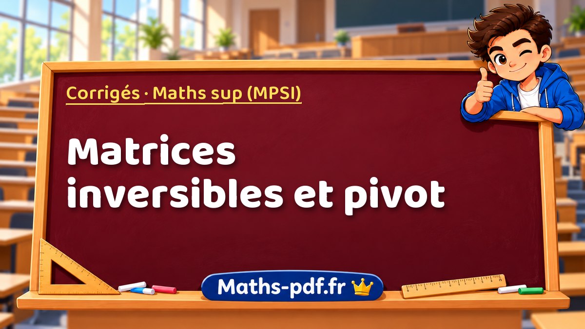 Matrices inversibles et pivot – Corrigés en Maths sup (MPSI) sur Maths-pdf.fr