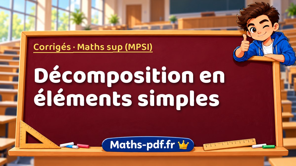 Décomposition en éléments simples – Corrigés en Maths sup (MPSI) sur Maths-pdf.fr
