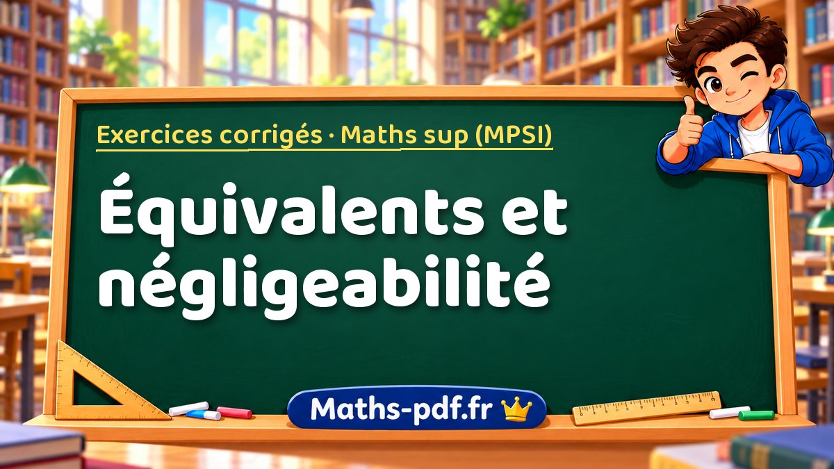 Équivalents et négligeabilité – Exercices corrigés en Maths sup (MPSI) sur Maths-pdf.fr