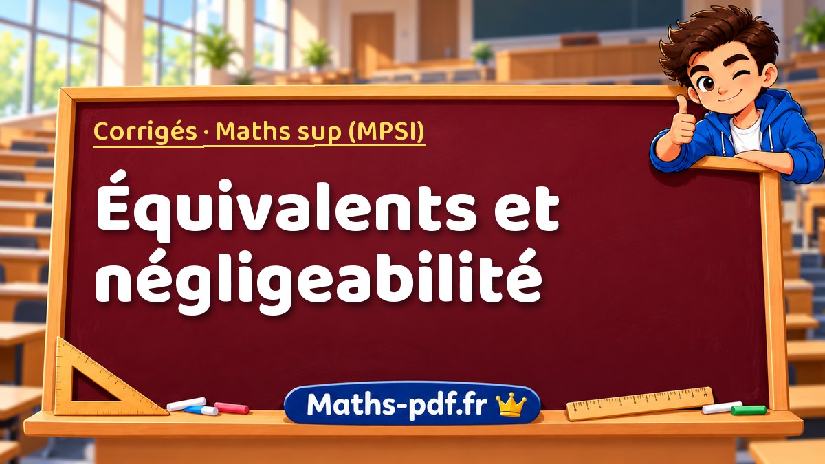 Équivalents et négligeabilité – Corrigés en Maths sup (MPSI) sur Maths-pdf.fr