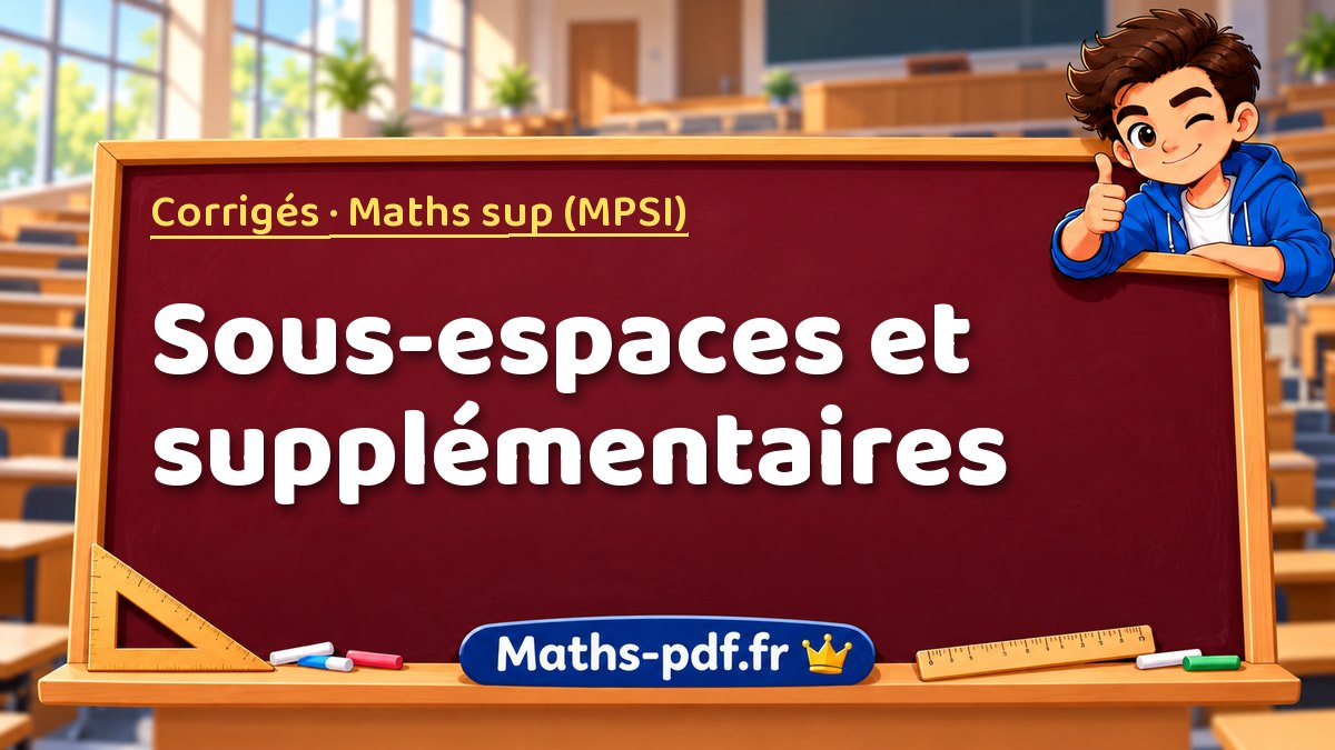 Sous-espaces et supplémentaires – Corrigés en Maths sup (MPSI) sur Maths-pdf.fr