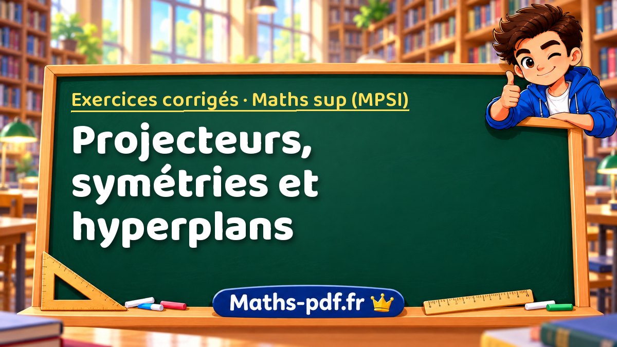 Projecteurs, symétries et hyperplans – Exercices corrigés en Maths sup (MPSI) sur Maths-pdf.fr