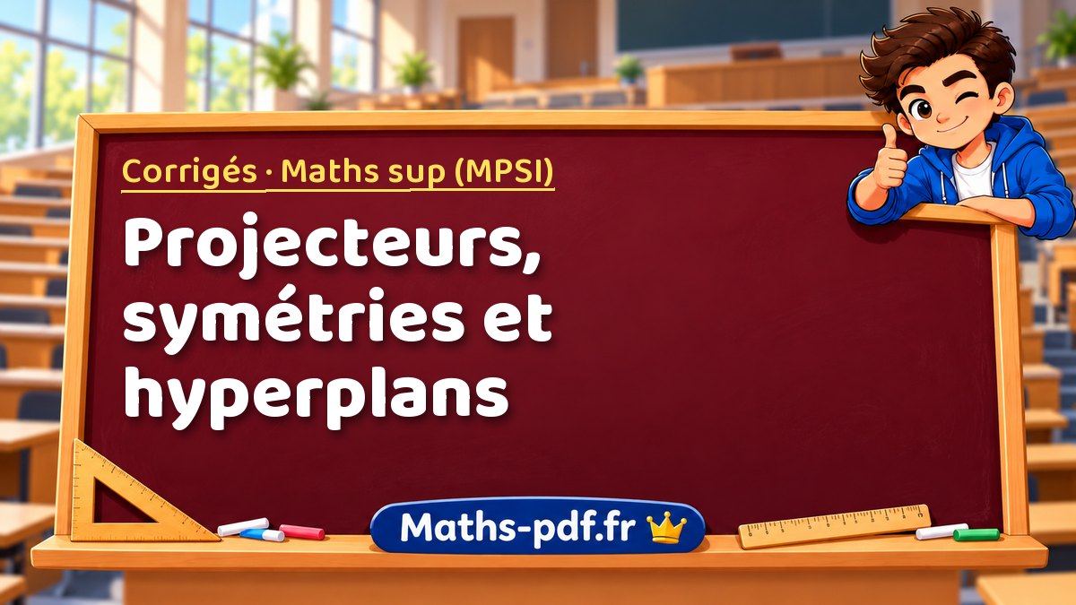 Projecteurs, symétries et hyperplans – Corrigés en Maths sup (MPSI) sur Maths-pdf.fr
