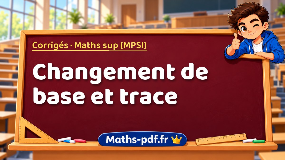 Changement de base et trace – Corrigés en Maths sup (MPSI) sur Maths-pdf.fr