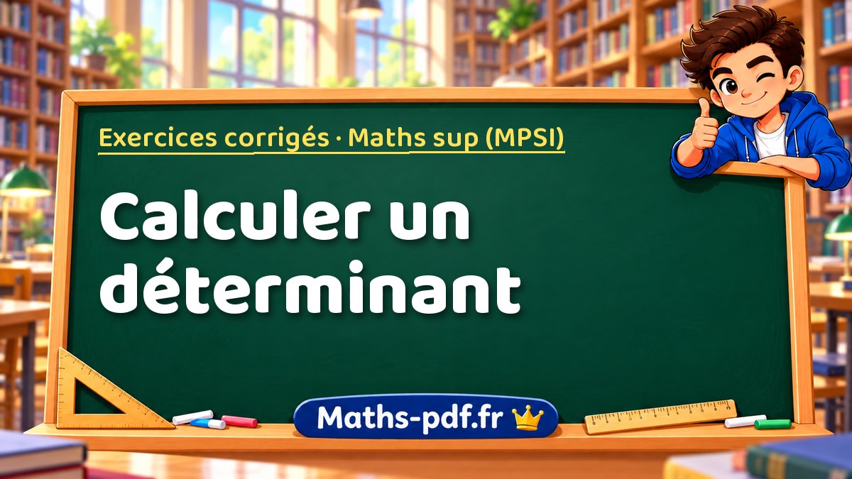 Calculer un déterminant – Exercices corrigés en Maths sup (MPSI) sur Maths-pdf.fr