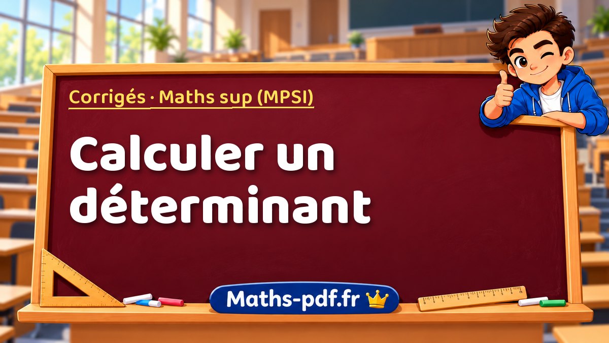 Calculer un déterminant – Corrigés en Maths sup (MPSI) sur Maths-pdf.fr