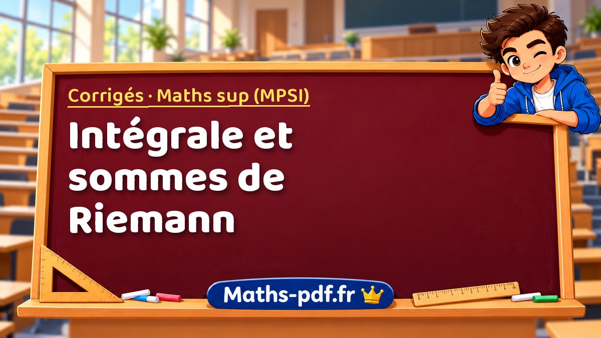 Intégrale et sommes de Riemann – Corrigés en Maths sup (MPSI) sur Maths-pdf.fr