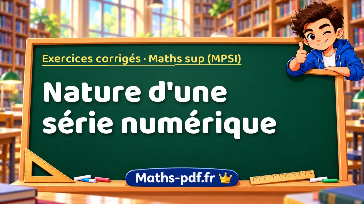 Nature d'une série numérique – Exercices corrigés en Maths sup (MPSI) sur Maths-pdf.fr