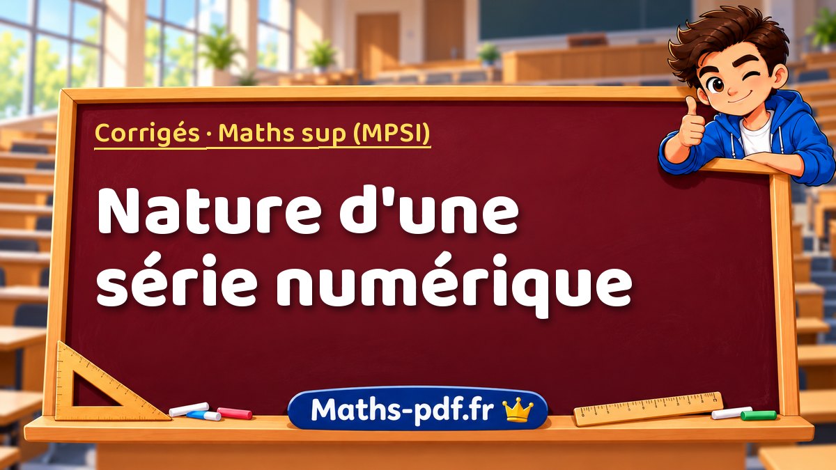Nature d'une série numérique – Corrigés en Maths sup (MPSI) sur Maths-pdf.fr
