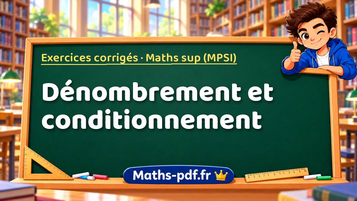 Dénombrement et conditionnement – Exercices corrigés en Maths sup (MPSI) sur Maths-pdf.fr