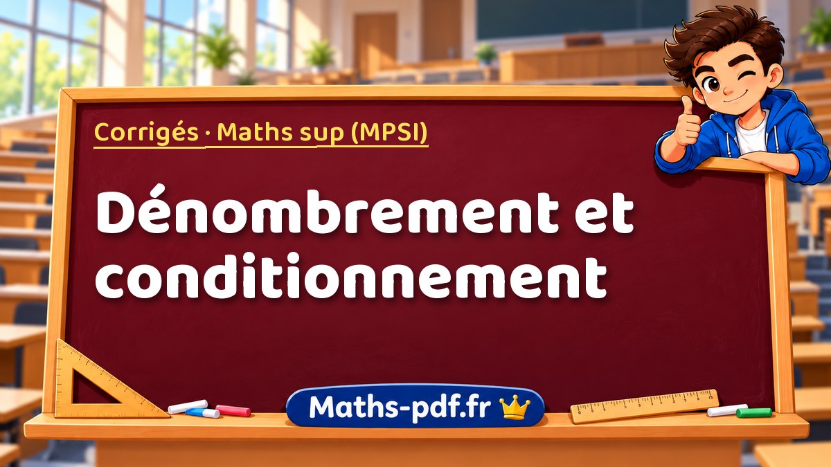 Dénombrement et conditionnement – Corrigés en Maths sup (MPSI) sur Maths-pdf.fr