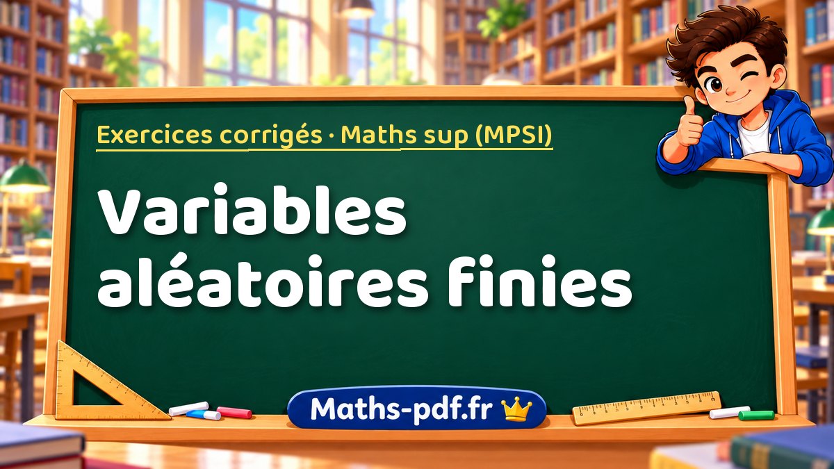 Variables aléatoires finies – Exercices corrigés en Maths sup (MPSI) sur Maths-pdf.fr