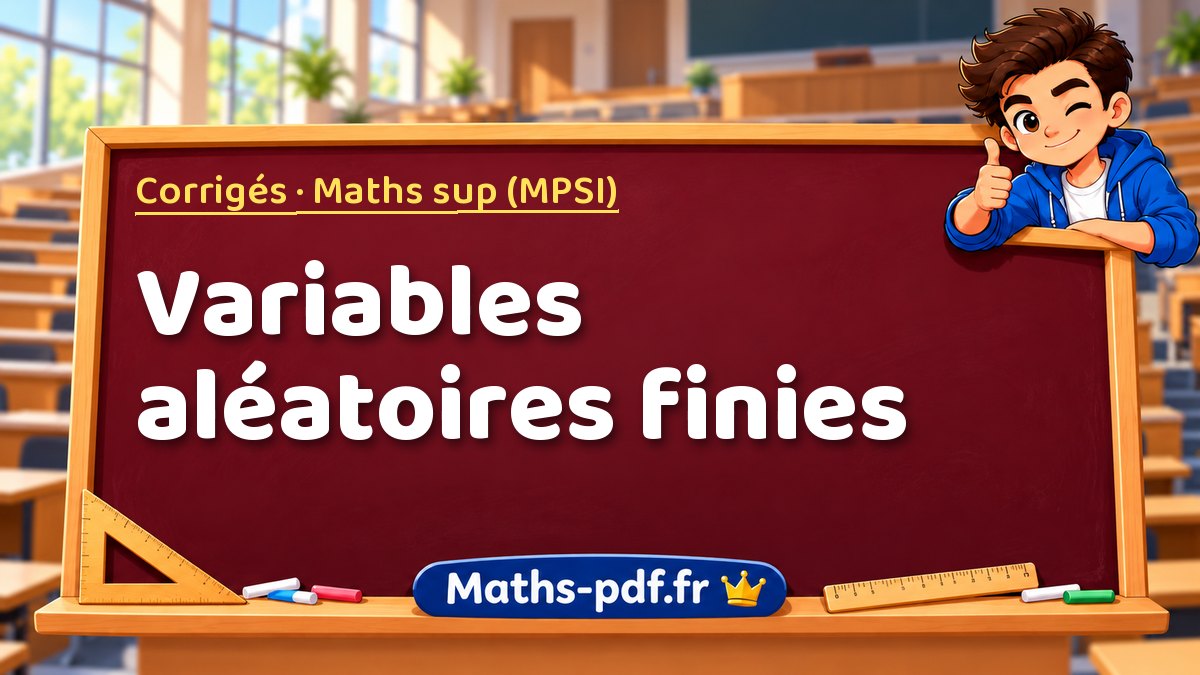 Variables aléatoires finies – Corrigés en Maths sup (MPSI) sur Maths-pdf.fr