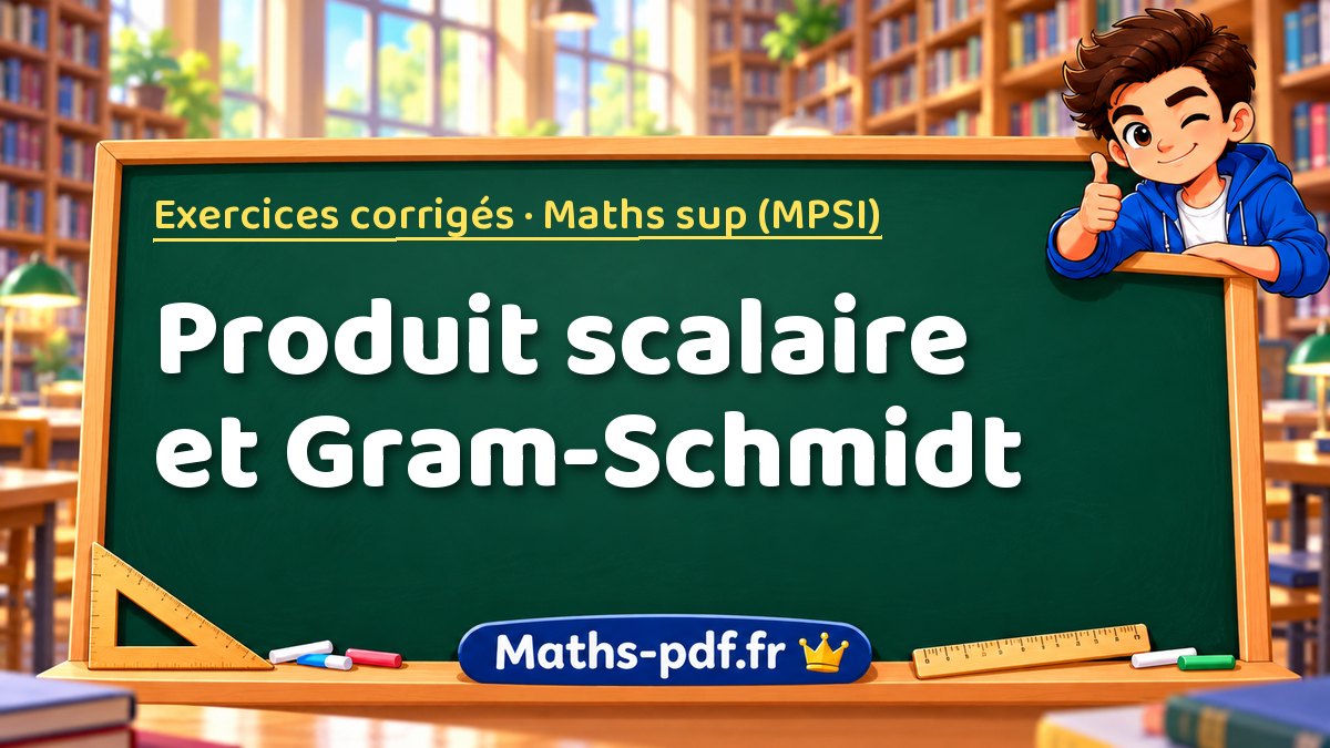 Produit scalaire et Gram-Schmidt – Exercices corrigés en Maths sup (MPSI) sur Maths-pdf.fr