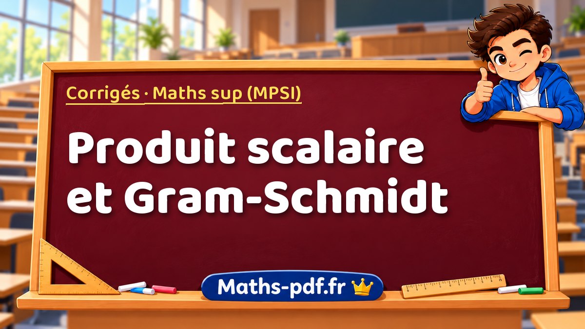 Produit scalaire et Gram-Schmidt – Corrigés en Maths sup (MPSI) sur Maths-pdf.fr
