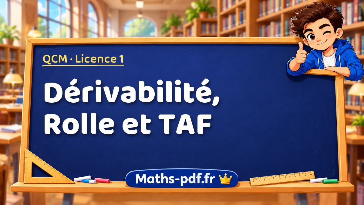 Dérivabilité, Rolle et TAF – QCM en Licence 1 sur Maths-pdf.fr