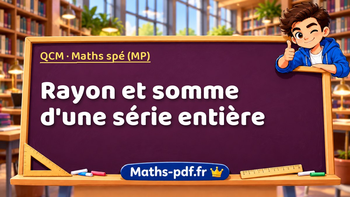 Rayon et somme d'une série entière – QCM en Maths spé (MP) sur Maths-pdf.fr