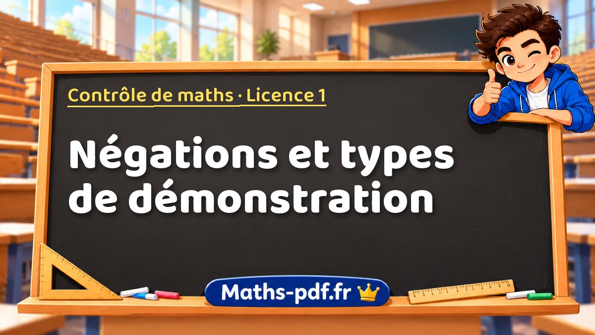 Négations et types de démonstration – Contrôle de maths en Licence 1 sur Maths-pdf.fr