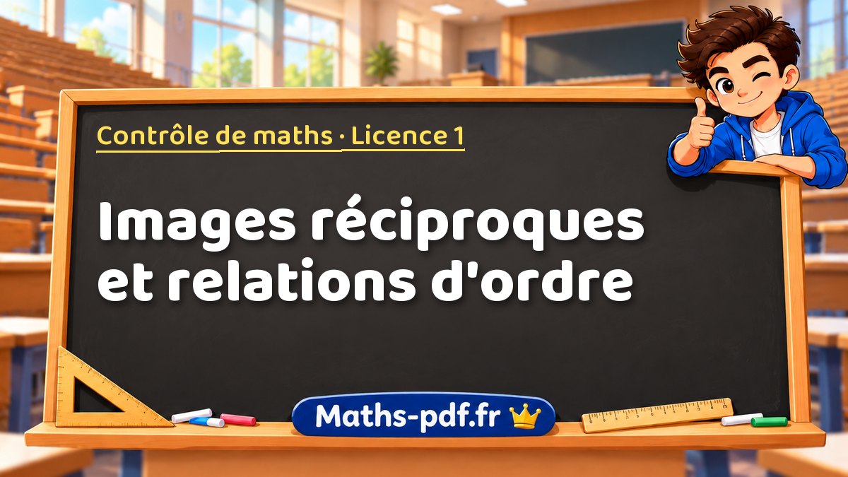 Images réciproques et relations d'ordre – Contrôle de maths en Licence 1 sur Maths-pdf.fr