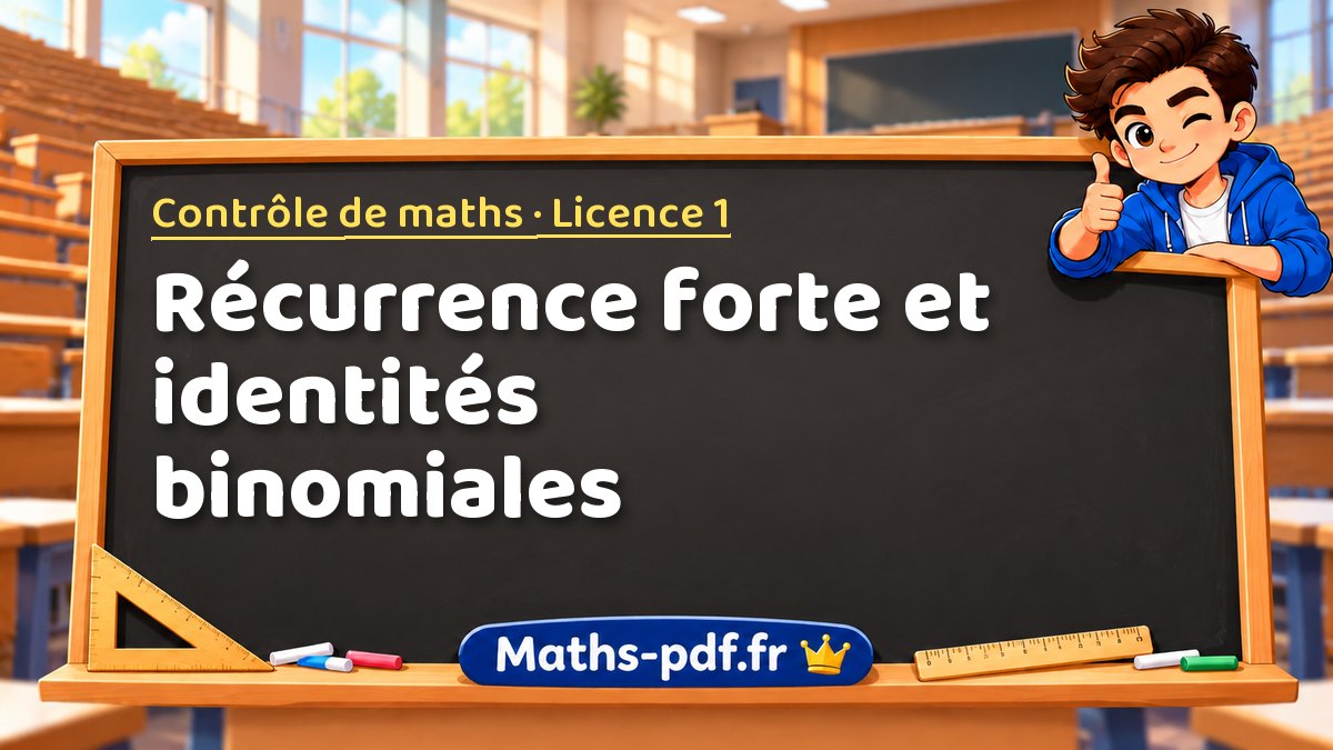 Récurrence forte et identités binomiales – Contrôle de maths en Licence 1 sur Maths-pdf.fr