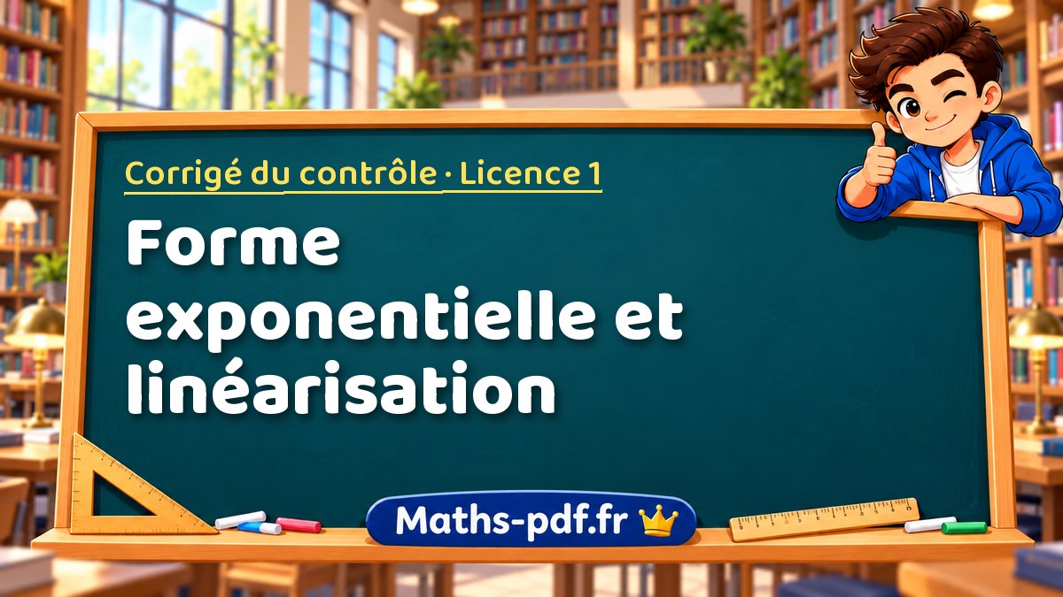Forme exponentielle et linéarisation – Corrigé du contrôle en Licence 1 sur Maths-pdf.fr