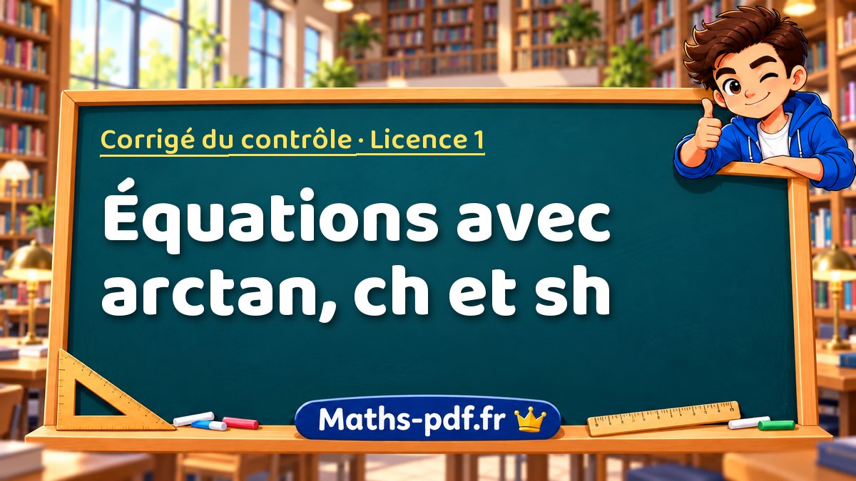 Équations avec arctan, ch et sh – Corrigé du contrôle en Licence 1 sur Maths-pdf.fr